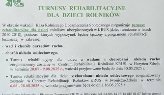 Turnusy rehabilitacyjne dla dzieci rolników