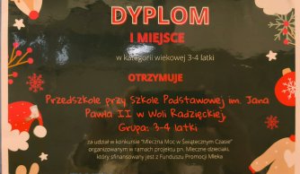 I MIEJSCE w ogólnopolskim konkursie plastycznym „Mleczna Moc w Świątecznym Czasie”