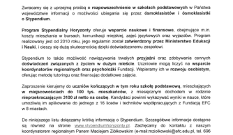 Program Stypendialny Horyzonty – informacja dla uczniów klas ósmych