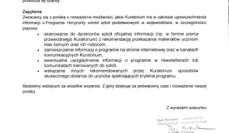 Program Stypendialny Horyzonty – informacja dla uczniów klas ósmych
